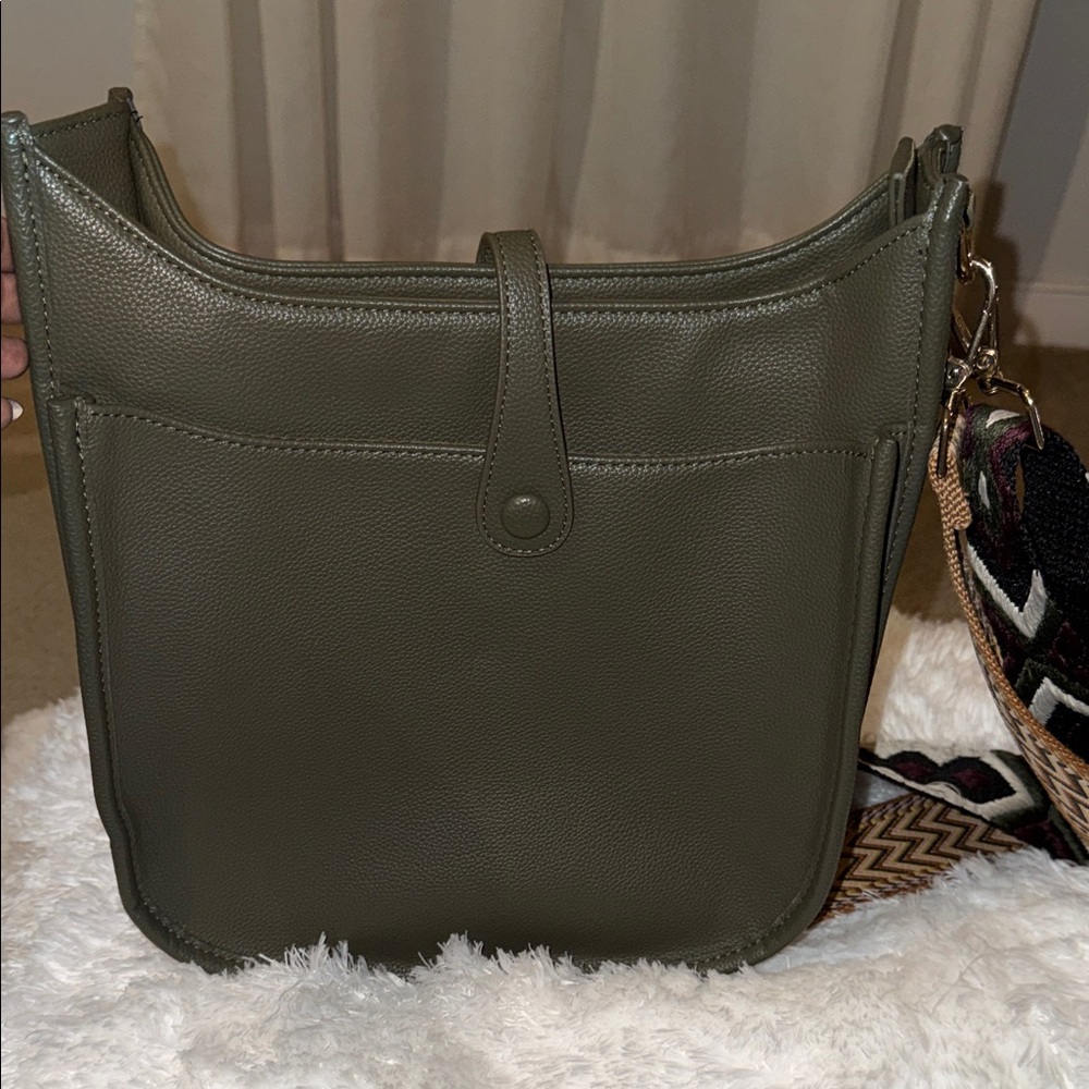 Olive Green Leather Crossbody Bag